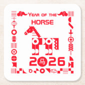 Jaar van het Paard 2026 Kartonnen Onderzetters (Voorkant)