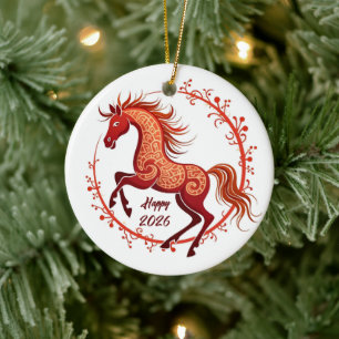 Jaar van het Paard 2026 Keramisch Ornament