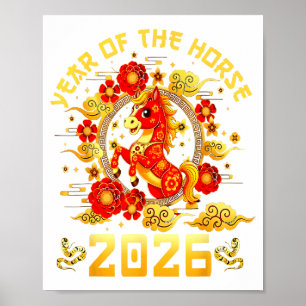 Jaar Van Het Paard 2026 Maan Chinees Nieuwjaar Man Poster