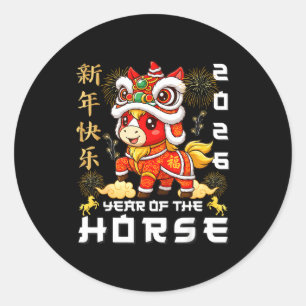 Jaar Van Het Paard 2026 Maandag Nieuw Chinees Nieu Ronde Sticker