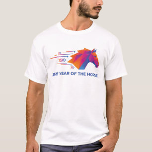 Jaar van het Paard 2026 Modern Geometrisch Kleurri T-shirt