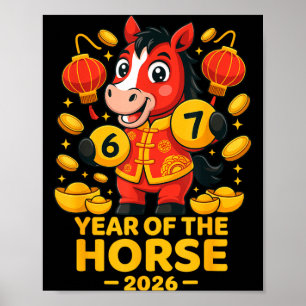 Jaar van het Paard 2026 Paard 67 Meme Chinees Nieu Poster