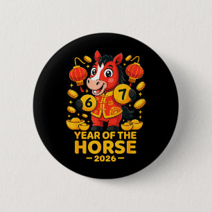 Jaar van het Paard 2026 Paard 67 Meme Chinees Nieu Ronde Button 5,7 Cm