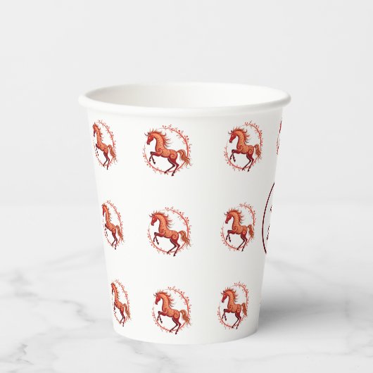 Jaar van het Paard 2026 Papieren Bekers (Voorkant)