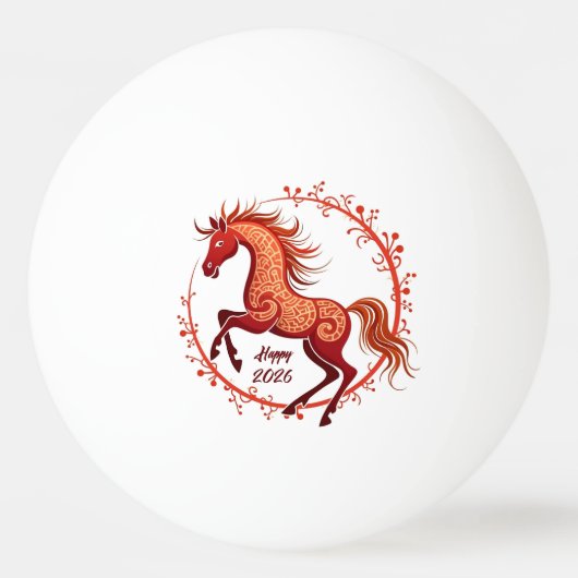 Jaar van het Paard 2026 Pingpongbal (Achterkant)