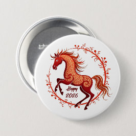 Jaar van het Paard 2026 Ronde Button 7,6 Cm