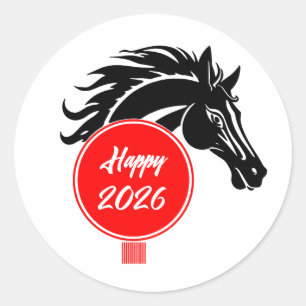 Jaar van het Paard 2026 Ronde Sticker