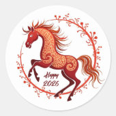 Jaar van het Paard 2026 Ronde Sticker (Voorkant)