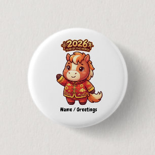 Jaar van het Paard 2026 Schattige Chinese Zodiac K Ronde Button 3,2 Cm
