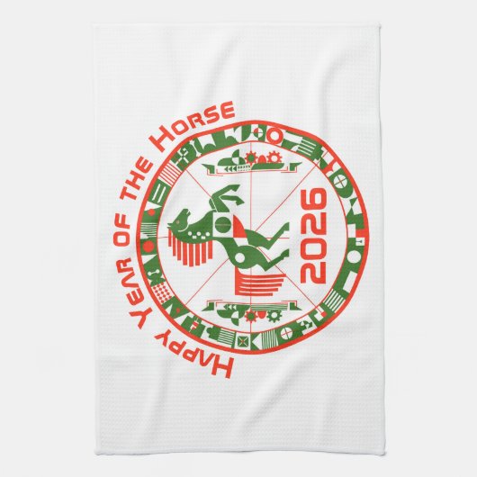 Jaar van het Paard 2026 Theedoek (Verticaal)