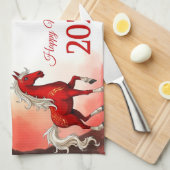 Jaar van het Paard 2026 Theedoek (Quarter Fold)