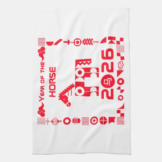 Jaar van het Paard 2026 Theedoek (Verticaal)