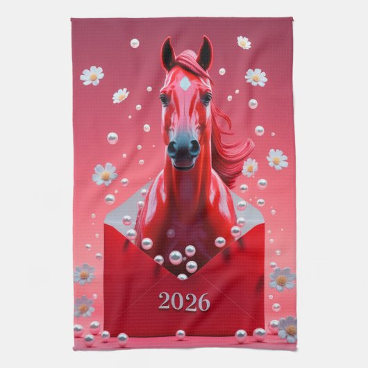 Jaar van het Paard 2026 Theedoek (Verticaal)