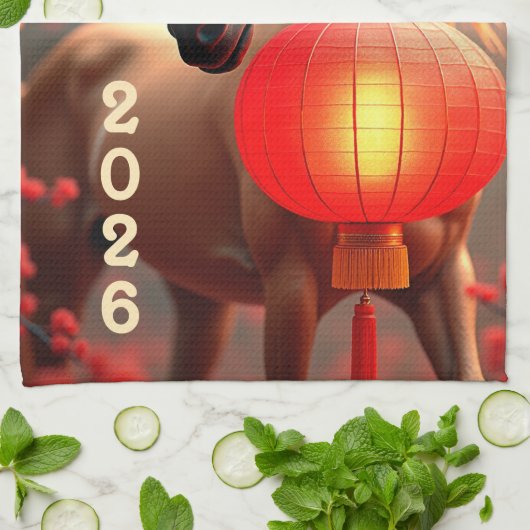 Jaar van het Paard 2026 Theedoek (Gevouwen)