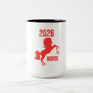 Jaar van het Paard 2026 Tweekleurige Koffiemok