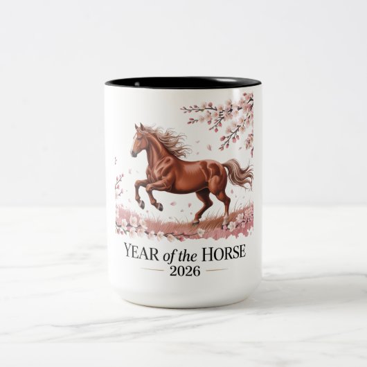 Jaar van het Paard 2026 Tweekleurige Koffiemok (Center)