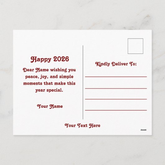 Jaar van het Paard 2026 vakantie briefkaart (Achterkant)