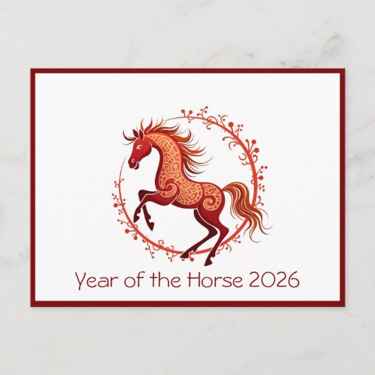 Jaar van het Paard 2026 vakantie briefkaart (Voorkant)