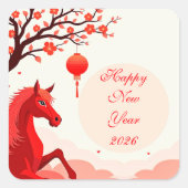 Jaar van het Paard 2026 Vierkante Sticker (Voorkant)