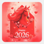 Jaar van het Paard 2026 Vierkante Sticker (Voorkant)