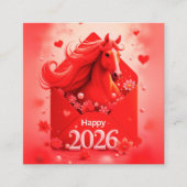 Jaar van het Paard 2026 Vierkante Visitekaartje (Voorkant)