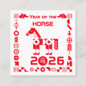 Jaar van het Paard 2026 Vierkante Visitekaartje (Voorkant)