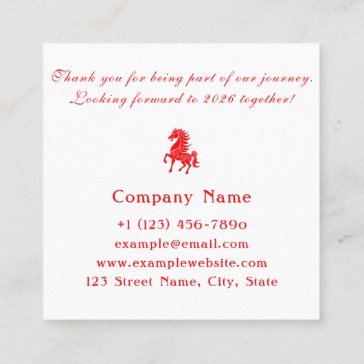 Jaar van het Paard 2026 Visitekaartje (Achterkant)