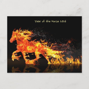 Jaar van het Paard 2026 (Vuur Paard) Feestdagenkaart