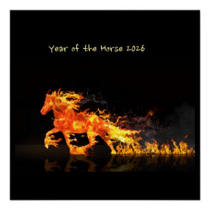 Jaar van het Paard 2026 (Vuur Paard) Perfect Poster