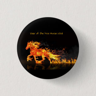 Jaar van het Paard 2026 (Vuur Paard} Ronde Button 3,2 Cm