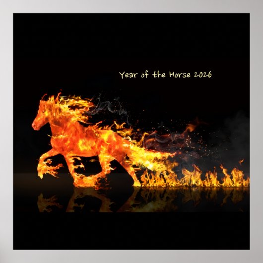 Jaar van het Paard 2026 (Vuurpaard) Poster (Voorkant)