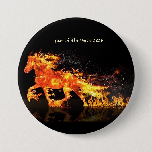 Jaar van het Paard 2026 (Vuurpaard) Ronde Button 7,6 Cm (Voorkant)