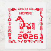 Jaar van het Paard 2026 Wijn Etiket (Enkel label)