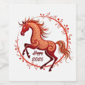 Jaar van het Paard 2026 Wijn Etiket (Enkel label)