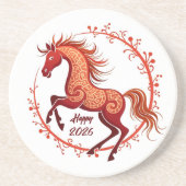 Jaar van het Paard 2026 Zandsteen Onderzetter (Voorkant)