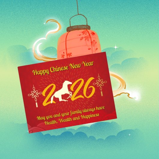 Jaar van het Paard Chinees Nieuwjaar Folie Kaart