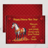 Jaar van het Paard Chinees Nieuwjaar Vakantie Kaar Feestdagenkaart (Voorkant / Achterkant)