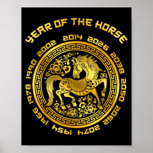 Jaar Van Het Paard Chinese Dierenriem Chinees Nieu Poster