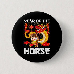 Jaar Van Het Paard Chinese Draak Dans Maans Nieuwj Ronde Button 5,7 Cm