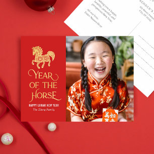 Jaar van het Paard Chinese Nieuwjaar Ansichtkaart Feestdagenkaart