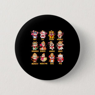 Jaar Van Het Paard Chinese Zodiac Dieren Tekenen L Ronde Button 5,7 Cm