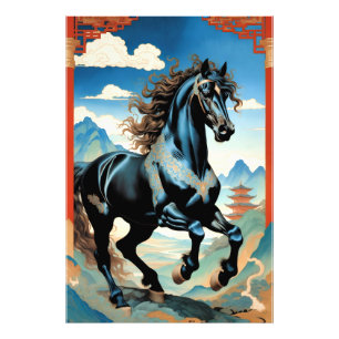 Jaar van het Paard, Chinese Zodiak, Foto Afdruk