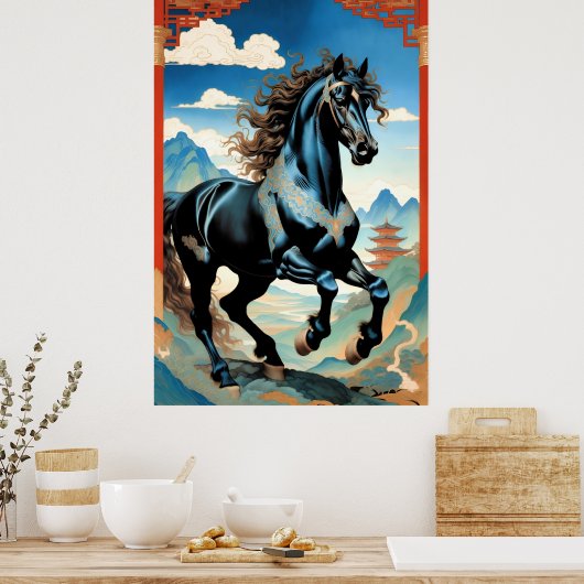 Jaar van het Paard, Chinese Zodiak Poster (Keuken)