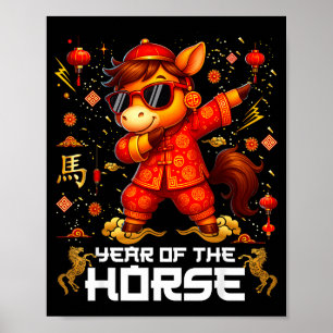 Jaar Van Het Paard Dabbing Paard Maan Chinees Nieu Poster