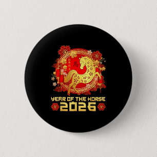 Jaar Van Het Paard Gelukkig Chinees Maanjaar 202 Ronde Button 5,7 Cm