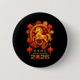 Jaar van het paard Gelukkig Chinees Nieuwjaar 202 Ronde Button 5,7 Cm
