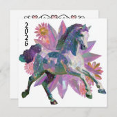 Jaar van het Paard Hemelse Kristal Feestdagenkaart (Voorkant / Achterkant)