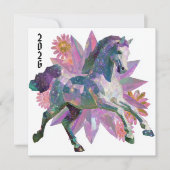 Jaar van het Paard Hemelse Kristal Feestdagenkaart (Voorkant)