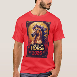 Jaar van het Paard Maan Nieuwjaar 2026 Heren T-shi T-shirt