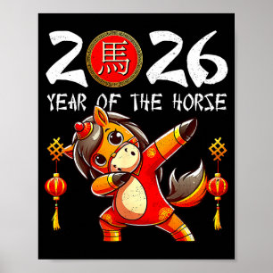 Jaar van het paard Maandag Nieuwjaar Funny Dabbing Poster